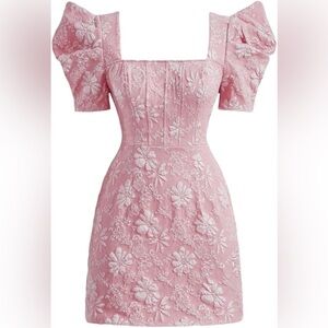 Amazon women’s floral square neck puff short sleeve mini dress